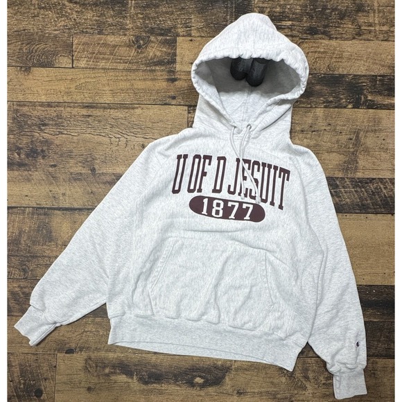 VTG Champion Reverse Weave U Of D Jesuit High School Gray Pullover Size‎ Large - Picture 1 of 7
